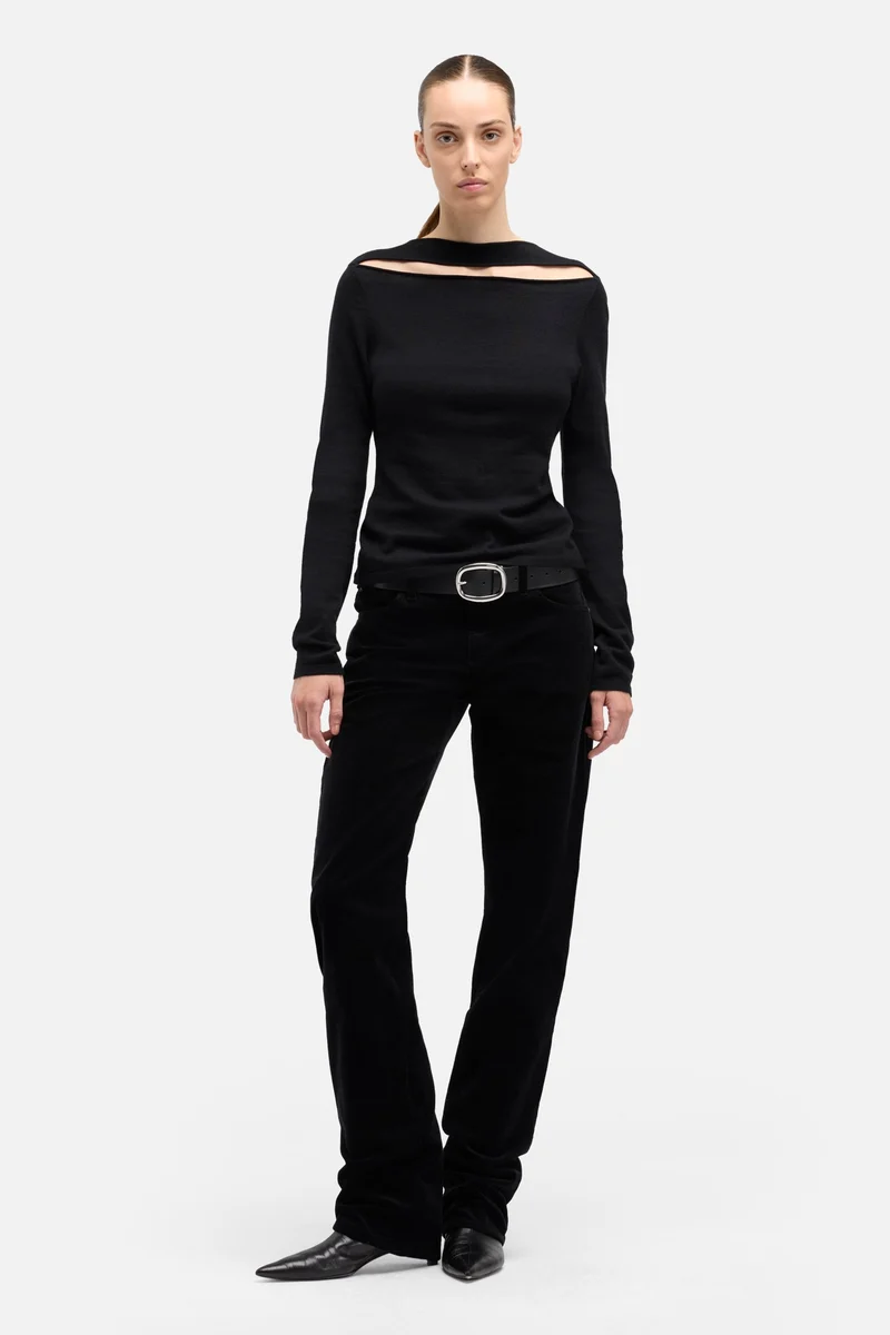Cashmere Blend Cutout Sweater in Black