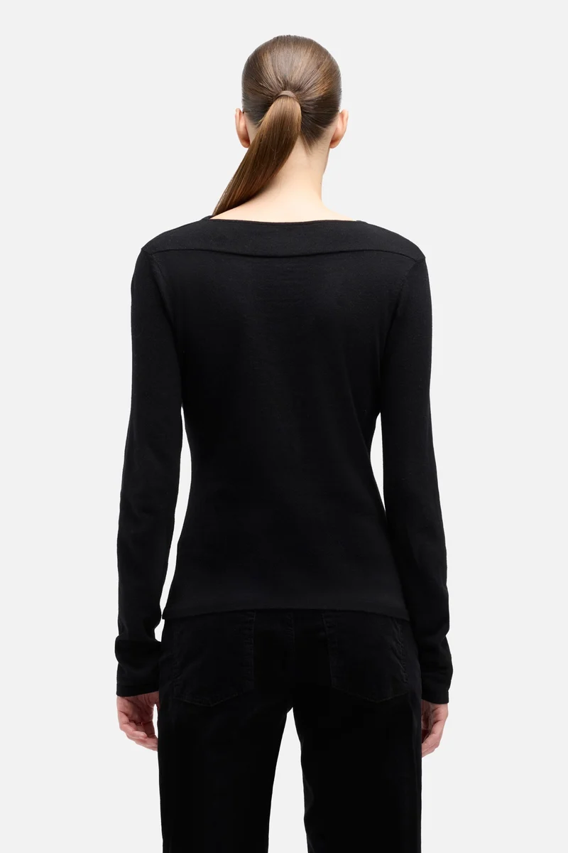 Cashmere Blend Cutout Sweater in Black