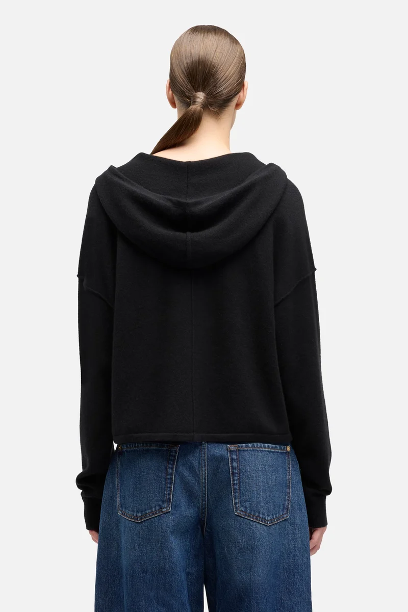 Cashmere Zipper Hoodie in Coal