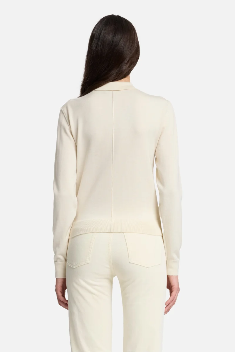 Cashmere Polo Cardigan in Ice White
