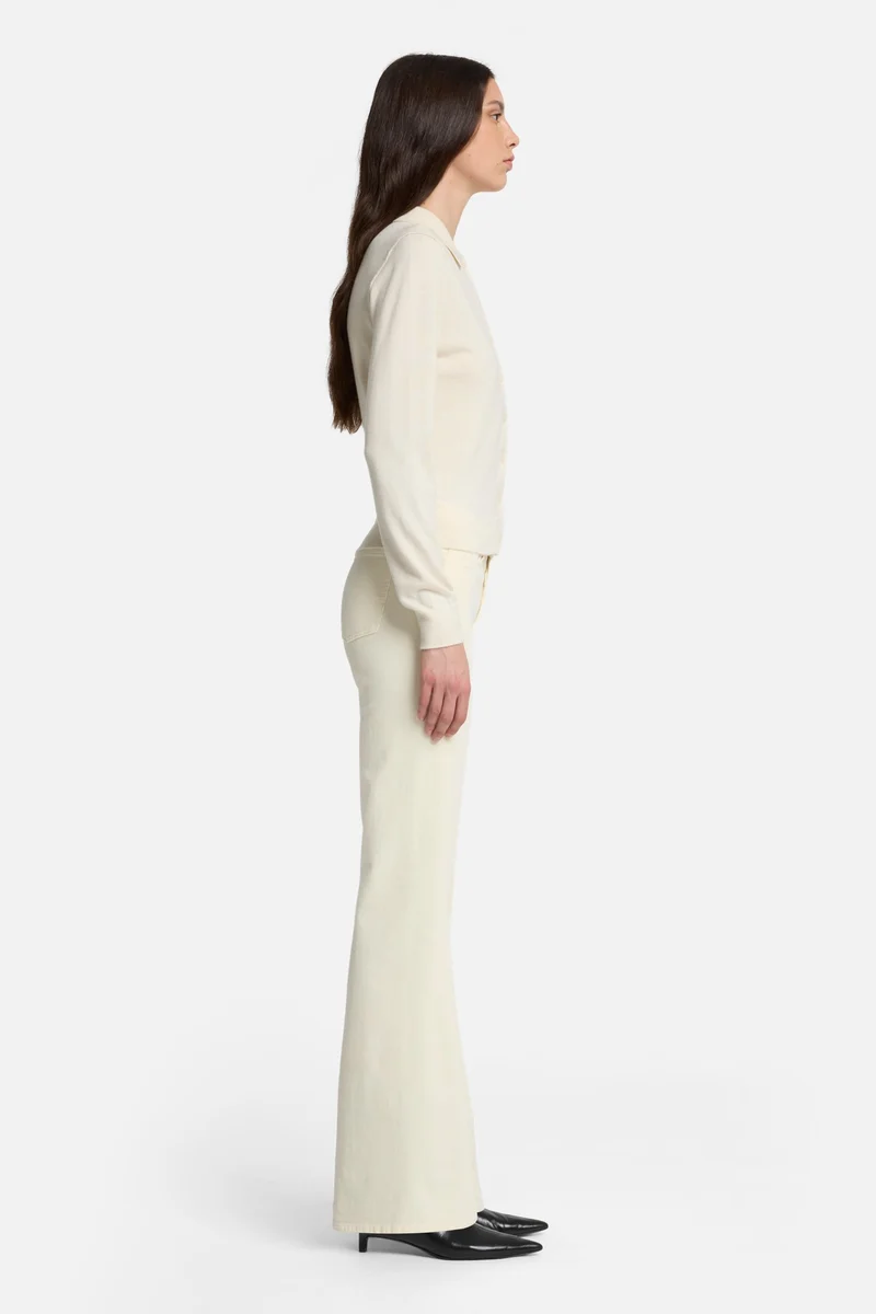 Cashmere Polo Cardigan in Ice White