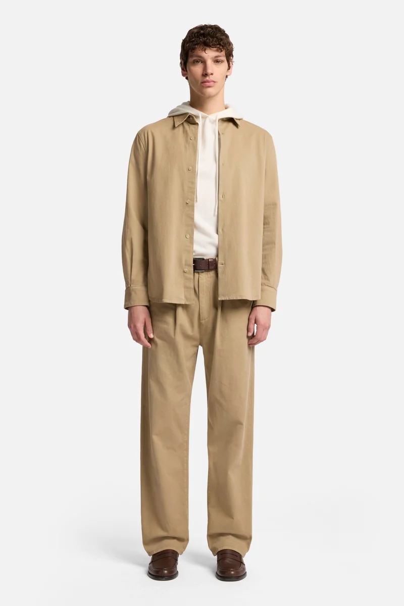 Comfort Twill Button Up Shirt In Silver Mink