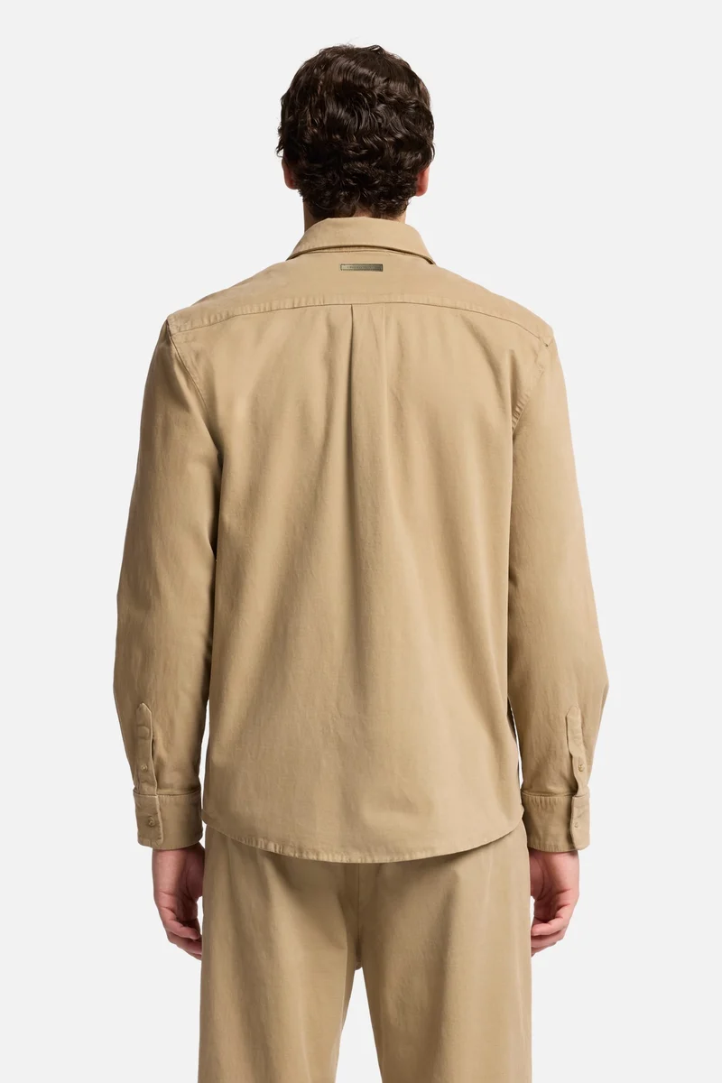 Comfort Twill Button Up Shirt In Silver Mink