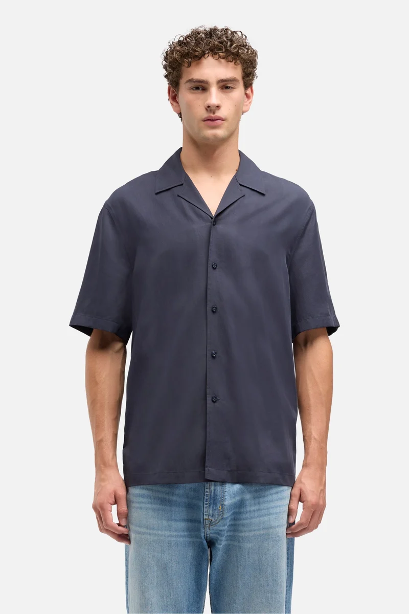 Lyocell Camp Shirt in Navy