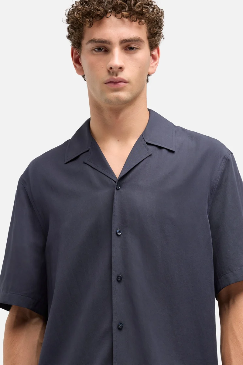 Lyocell Camp Shirt in Navy