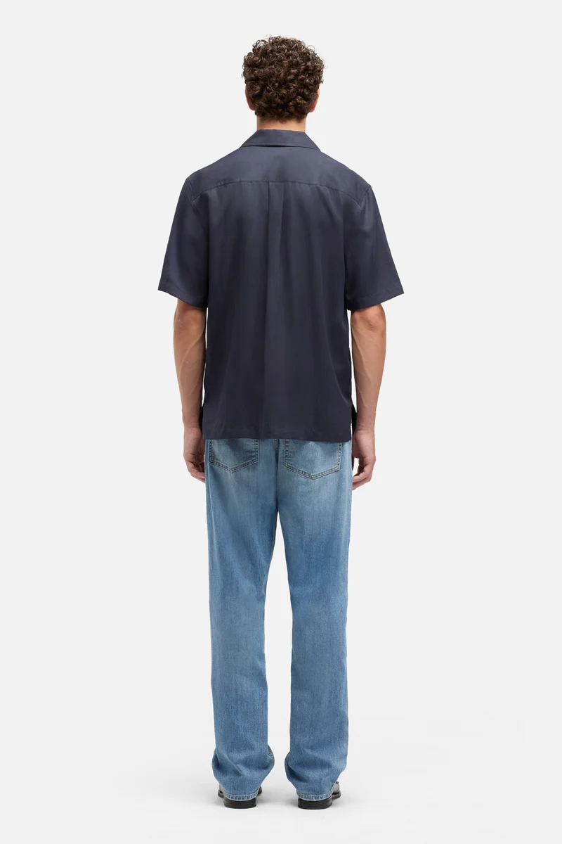 Lyocell Camp Shirt in Navy
