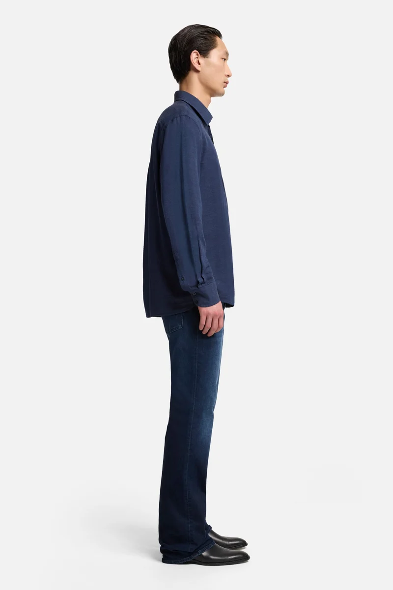 Cotton-Cashmere Button Up Shirt in Navy