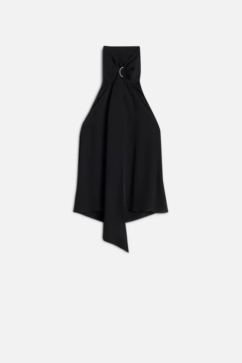 Silk Halter Top in Black