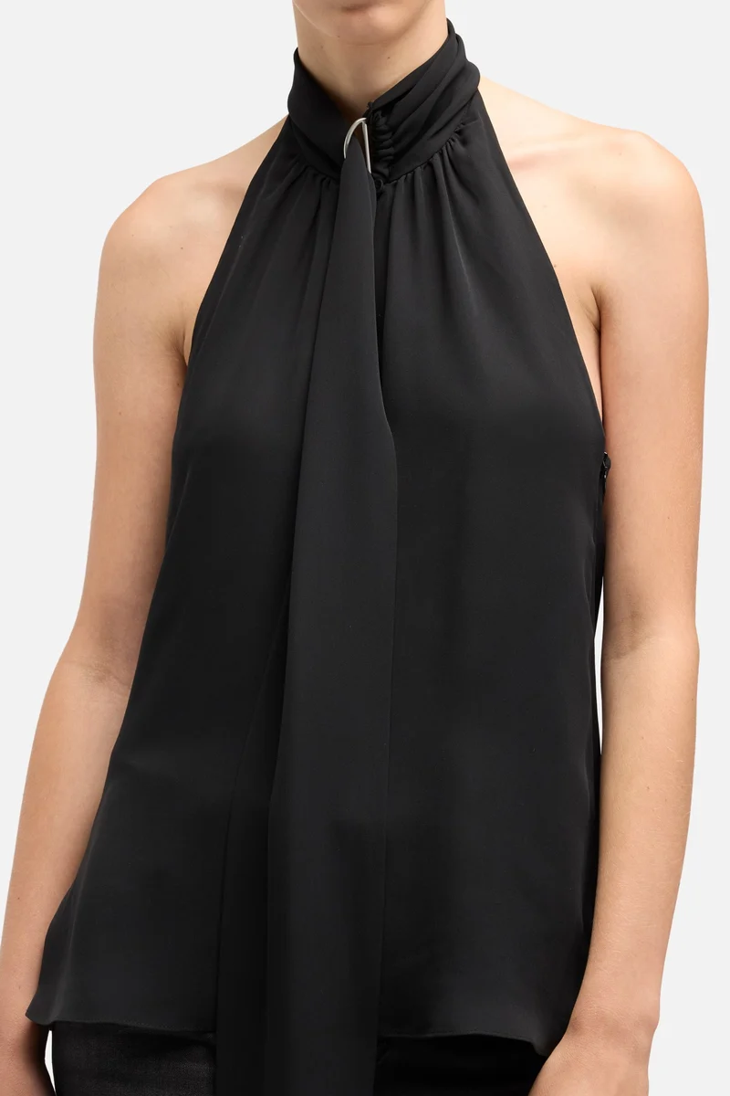 Silk Halter Top in Black