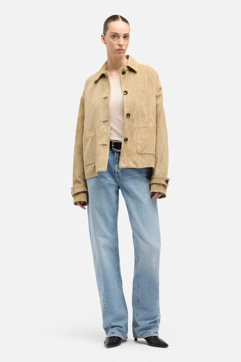 Suede Cropped Chore Jacket in Safari
