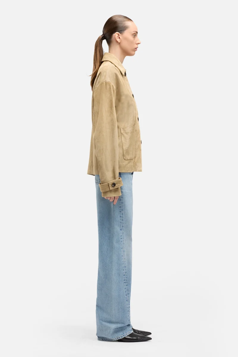 Suede Cropped Chore Jacket in Safari