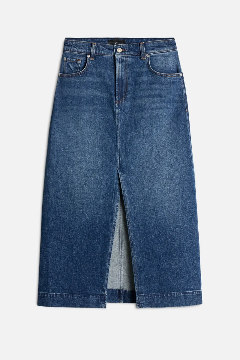 Amber Denim Midi Skirt in Artifact