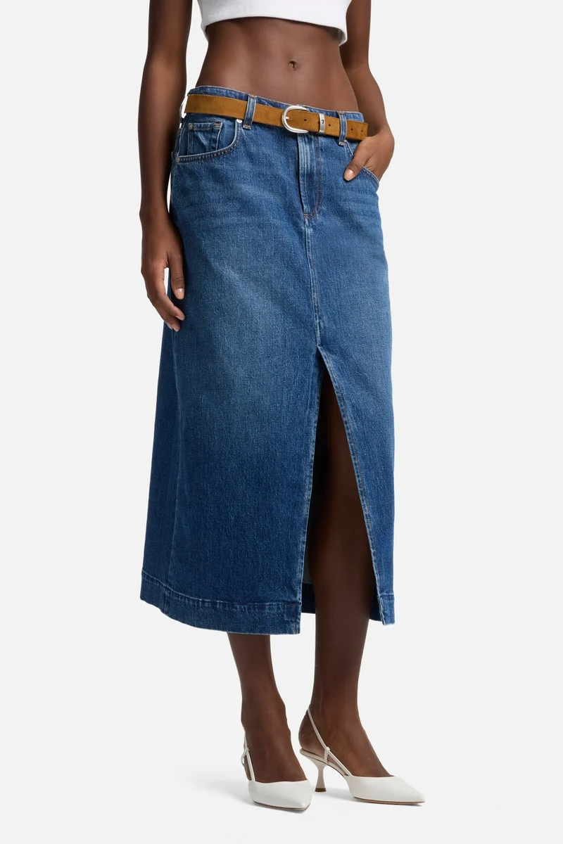 Amber Denim Midi Skirt in Artifact