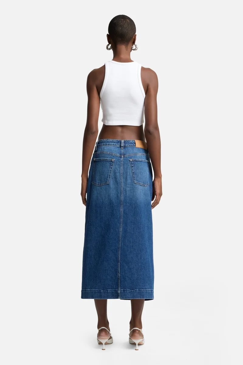 Amber Denim Midi Skirt in Artifact