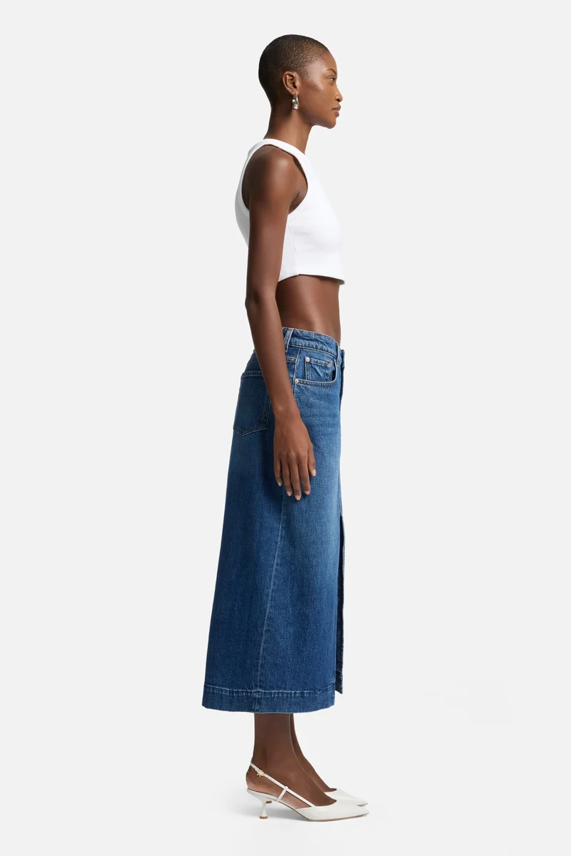 Amber Denim Midi Skirt in Artifact