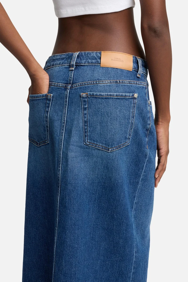 Amber Denim Midi Skirt in Artifact
