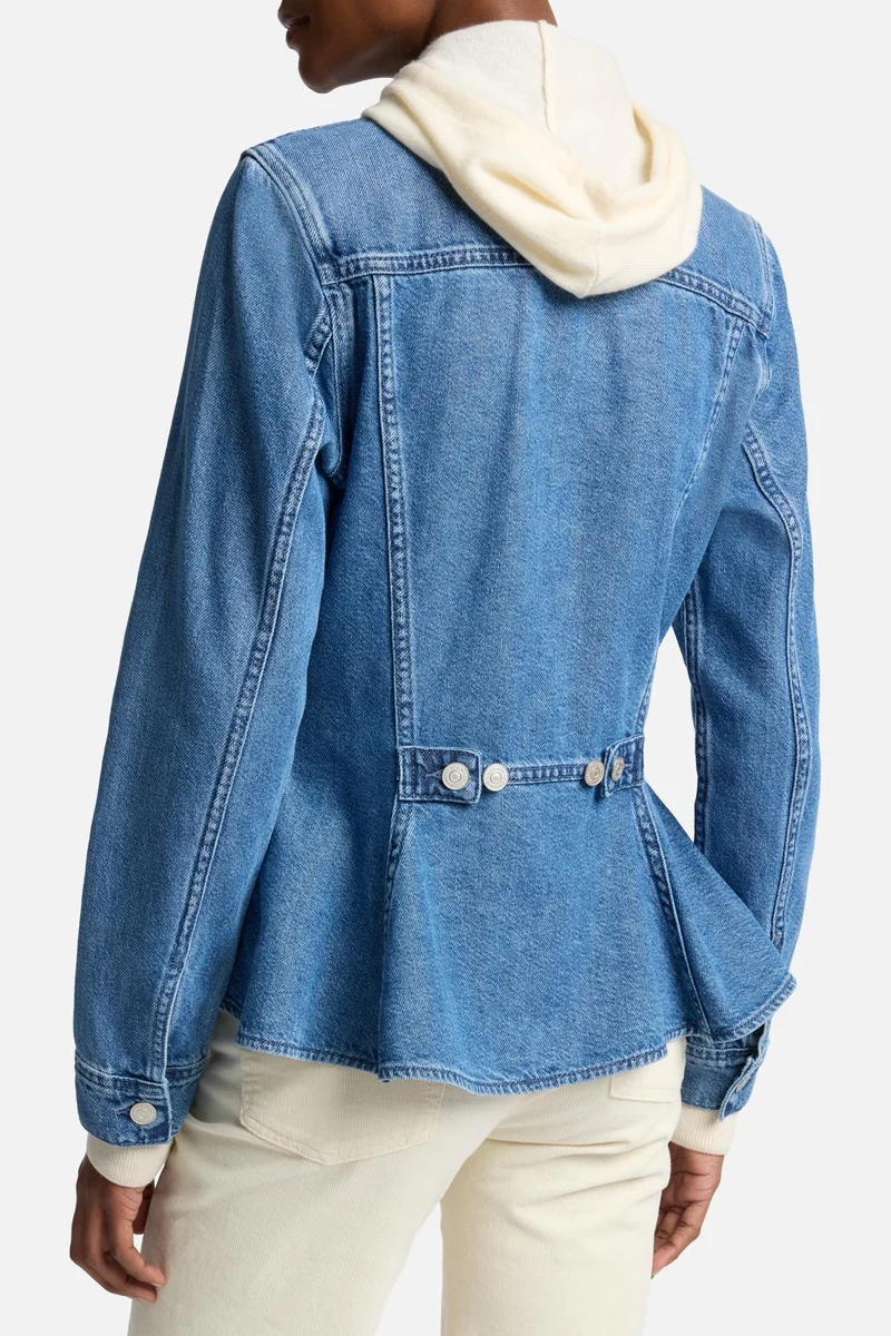 Weightless Denim Flounce Trucker Jacket in Hilo