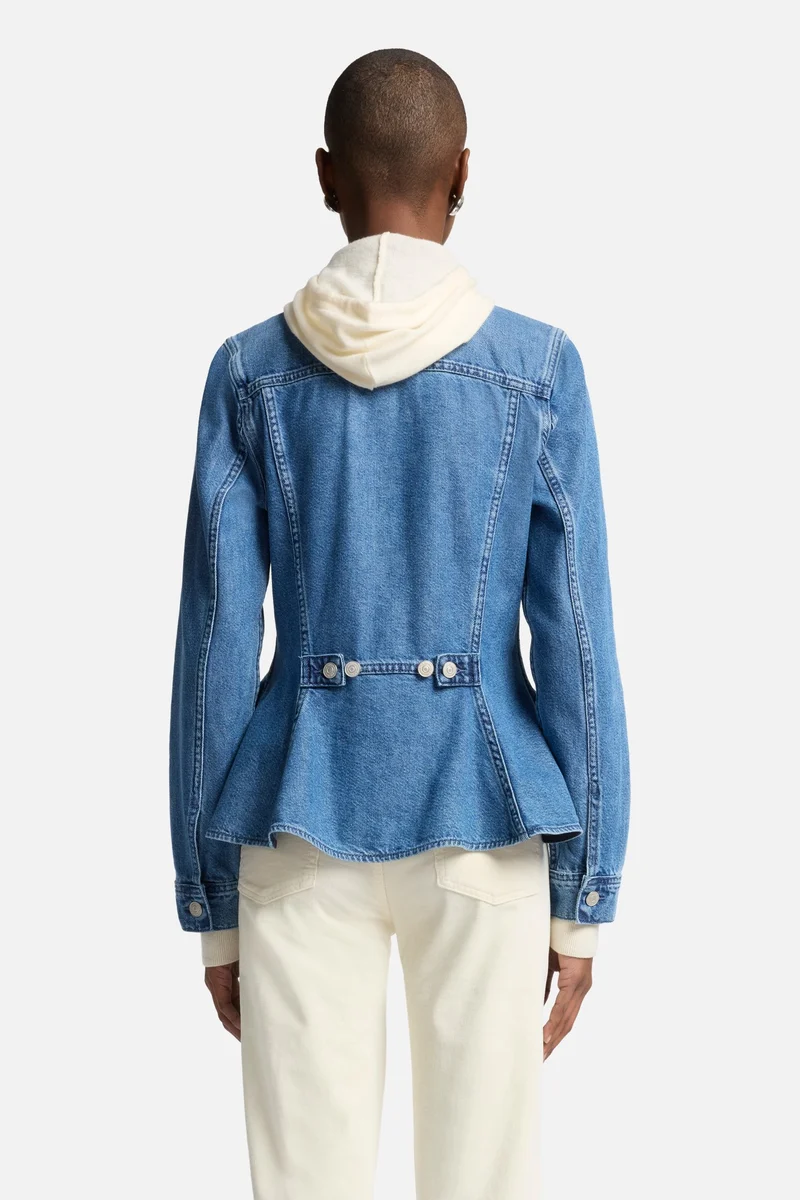 Weightless Denim Flounce Trucker Jacket in Hilo