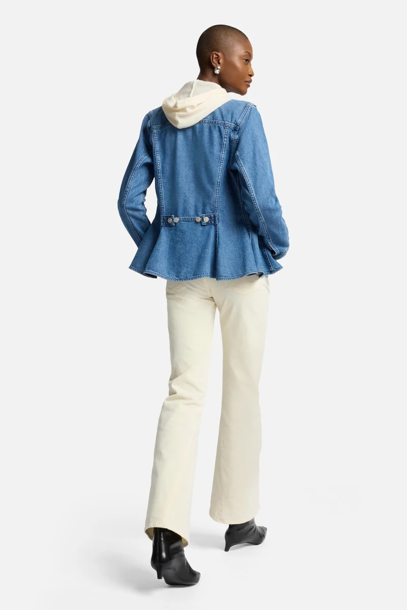 Weightless Denim Flounce Trucker Jacket in Hilo