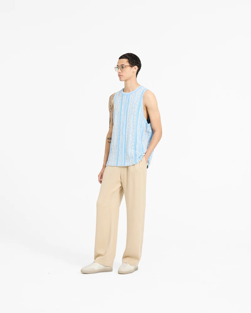 Mixed Knit Vest - Royal Blue