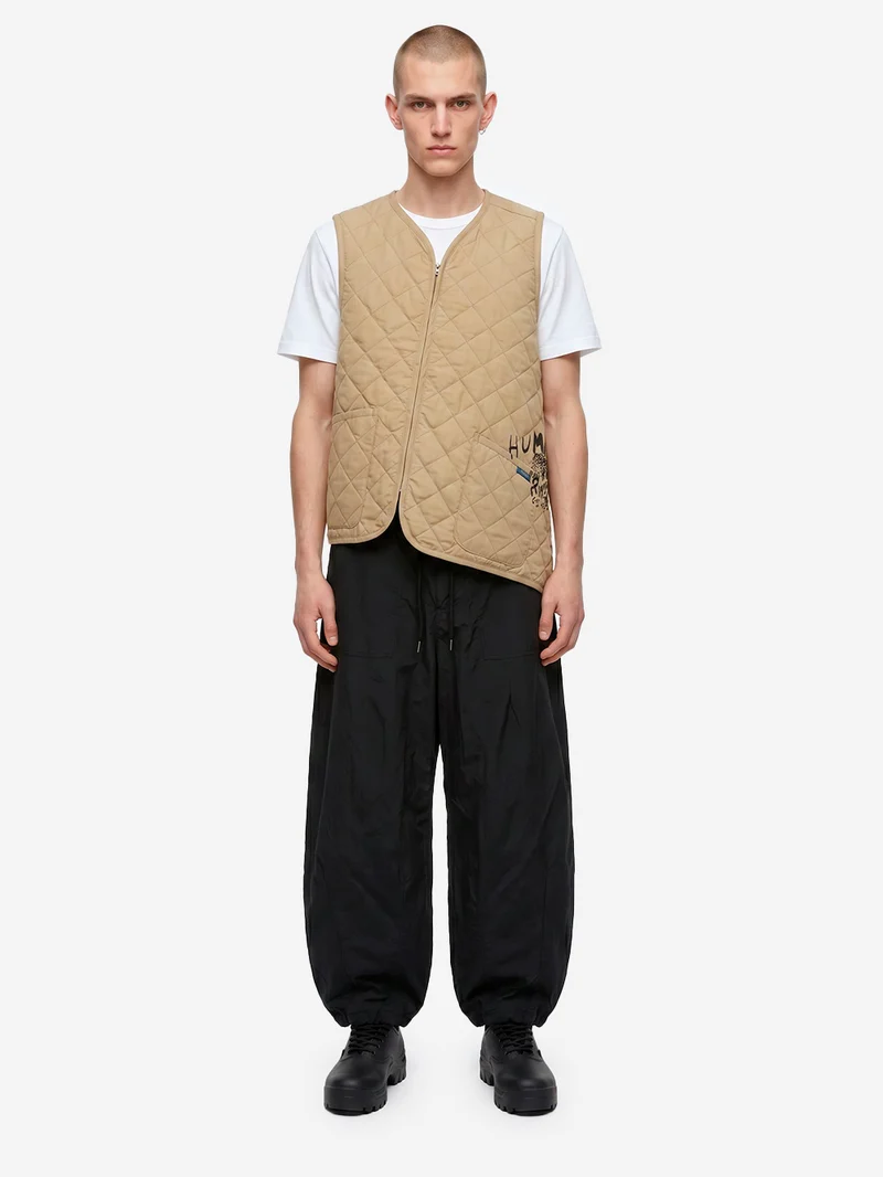 Gilet beige asimmetrico con trapuntatura a diamante x Lavenham