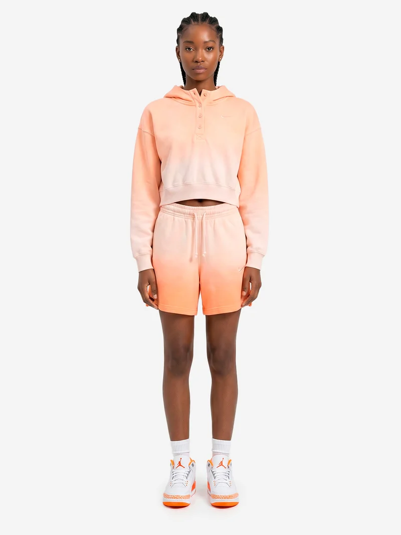 Felpa pesca con cappuccio cropped in fleece dip-dye wash