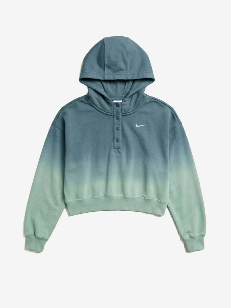 Felpa con cappuccio cropped in fleece dip-dye wash