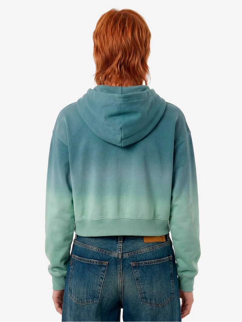 Felpa con cappuccio cropped in fleece dip-dye wash