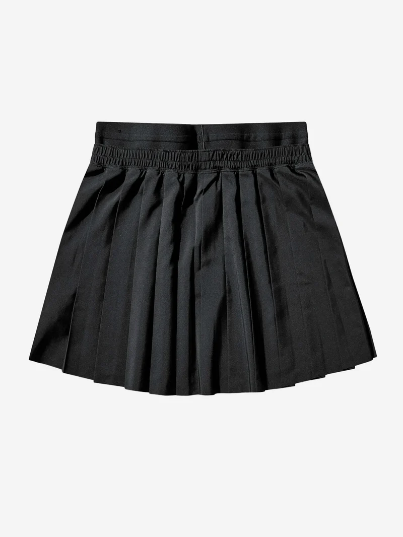 Minigonna nera in taffetà plissettato con Swoosh ricamato