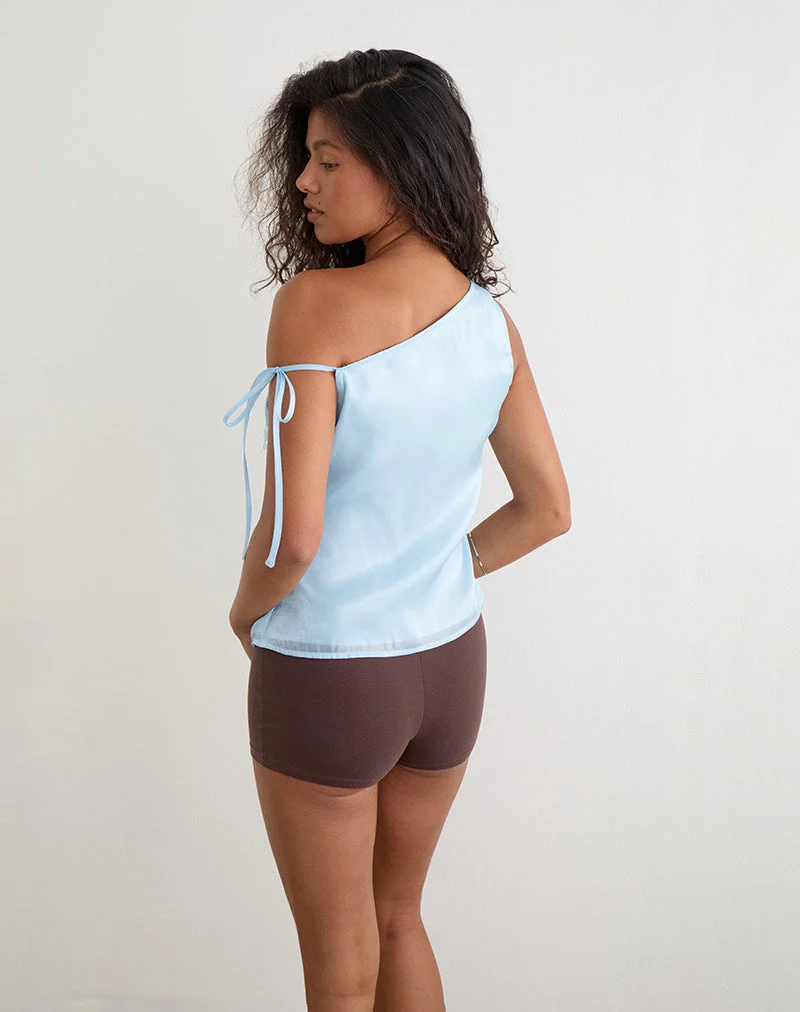 Dalvia-Oberteil aus Satin-Organza in Hellblau