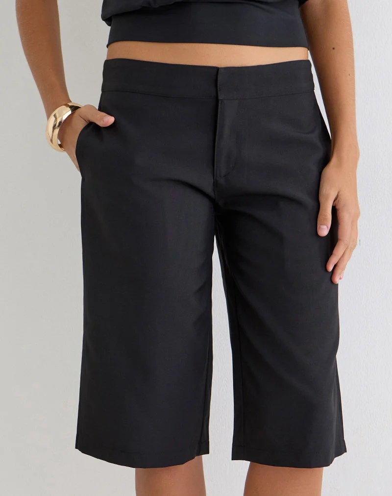 Geza Longline-Shorts in Tailoring Black