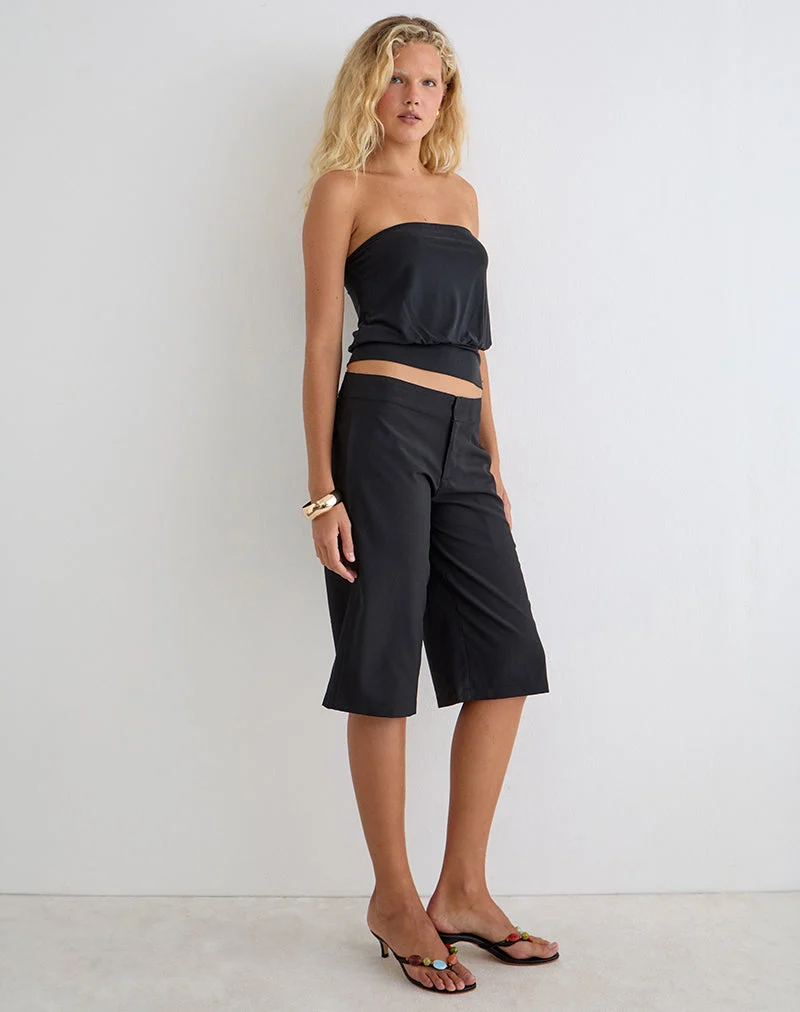Geza Longline-Shorts in Tailoring Black