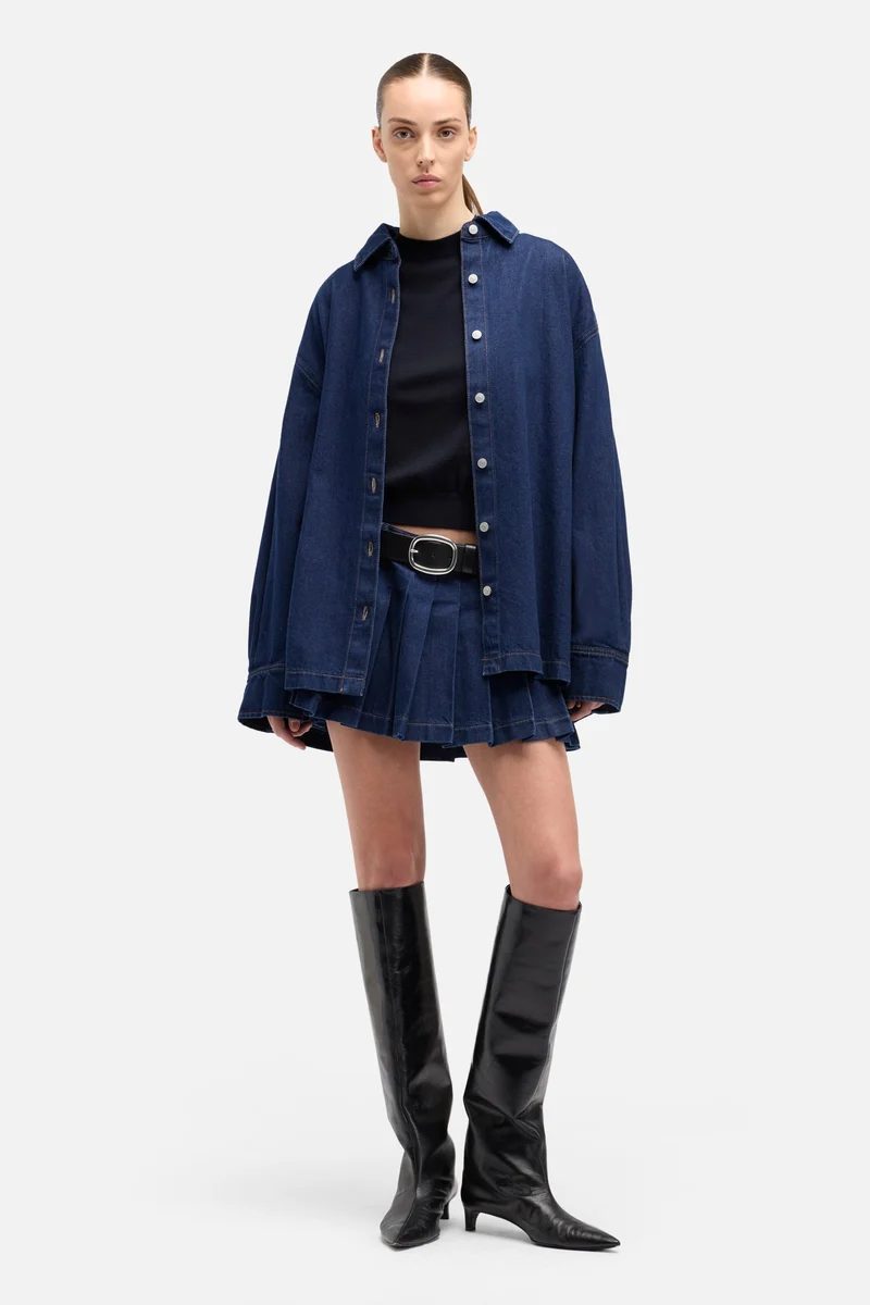 Wool Short Sleeve Sweater in Black