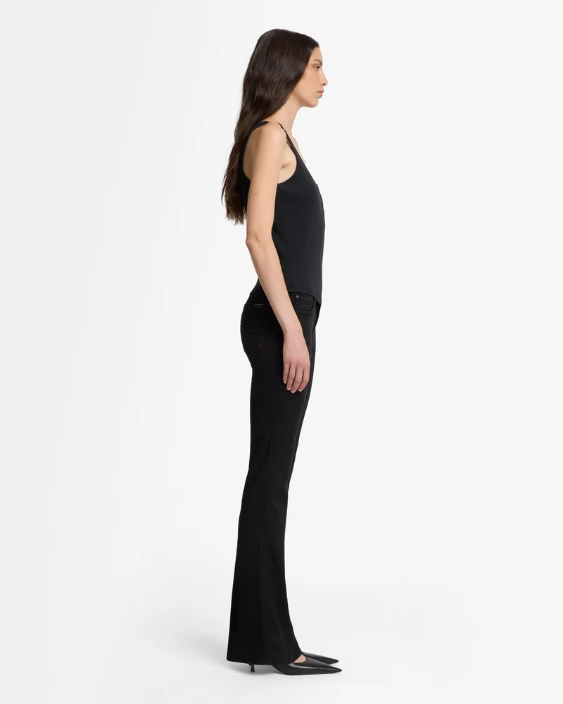 Ribbed Henley Tank in Black