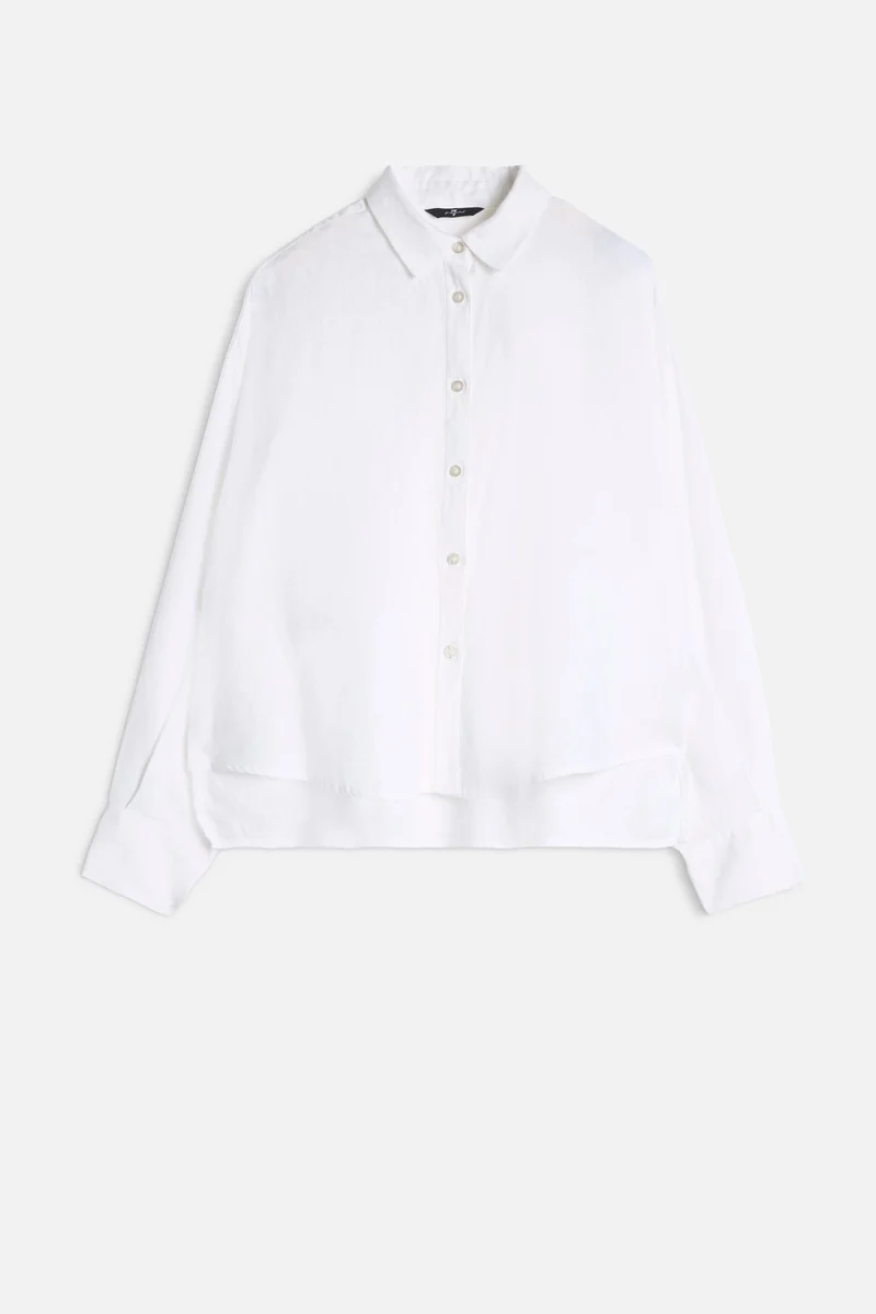 Linen Cropped Shirt in Optical White