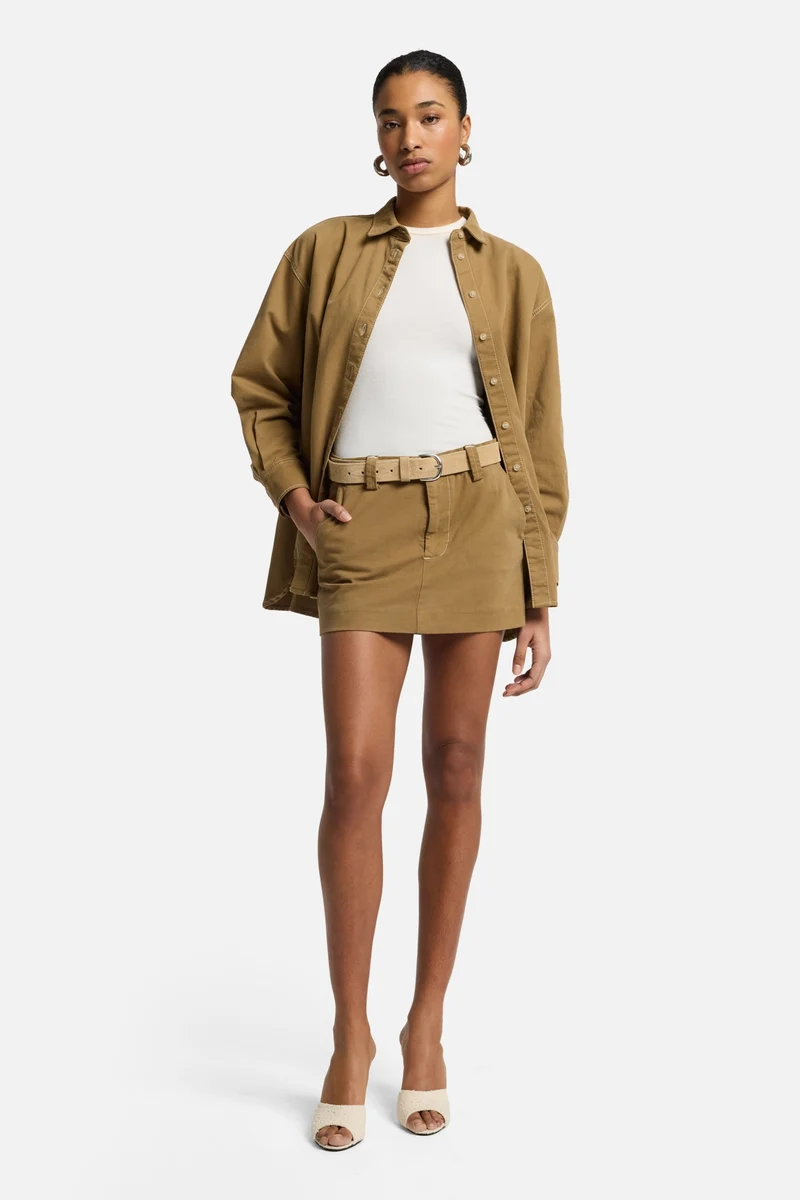 Comfort Twill Milly Chino Skirt in Sand Storm