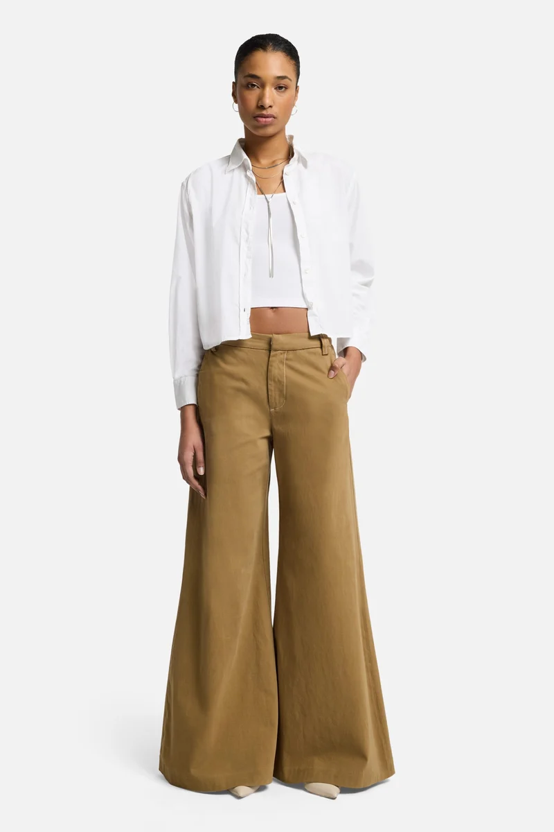 Comfort Twill Willow Palazzo Wide Leg in Sand Storm