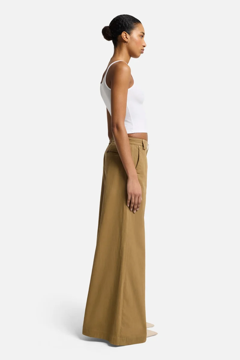 Comfort Twill Willow Palazzo Wide Leg in Sand Storm