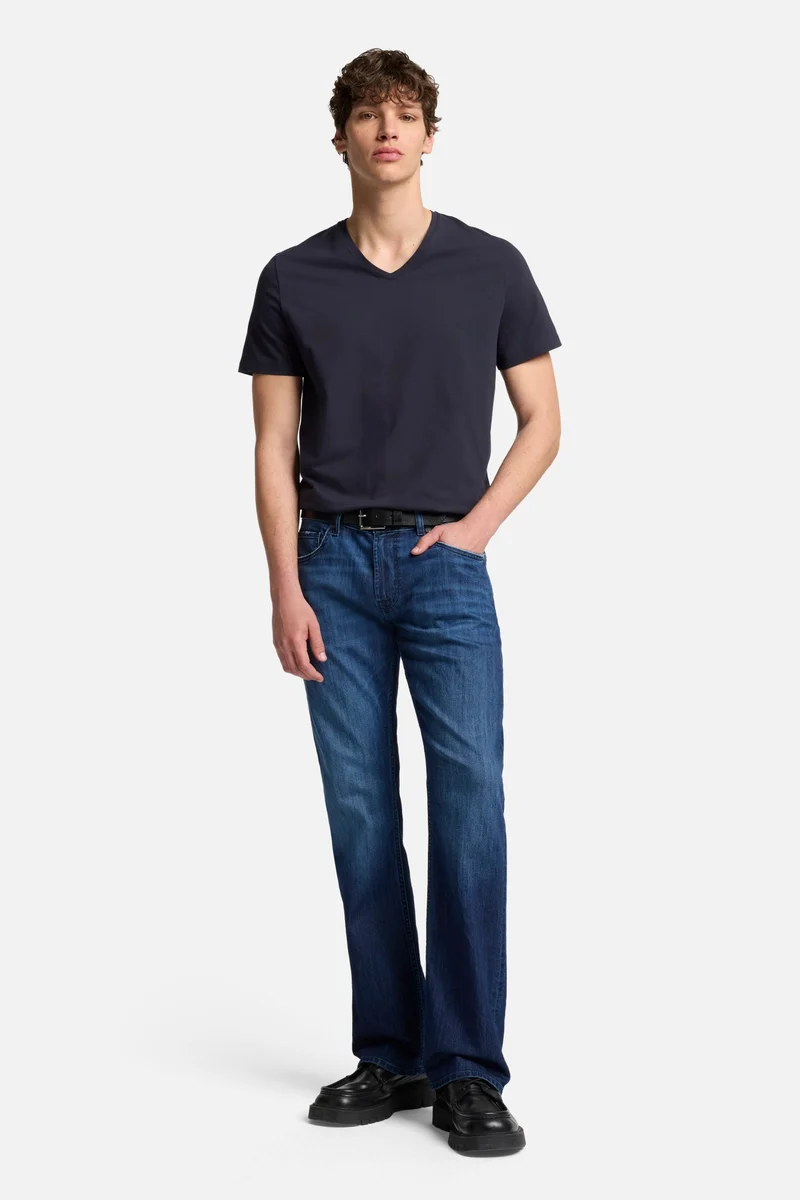 Luxe Performance V-Neck Tee in Navy