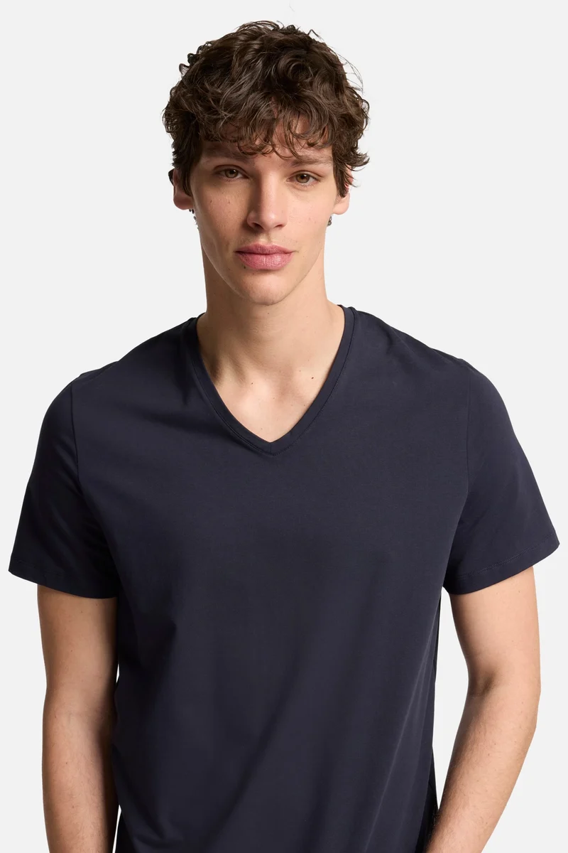 Luxe Performance V-Neck Tee in Navy