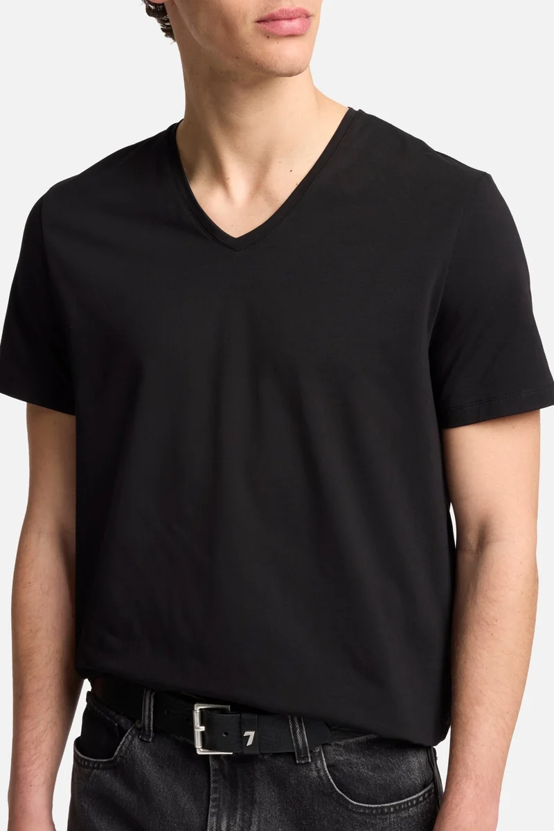 Luxe Performance V-Neck Tee in Black