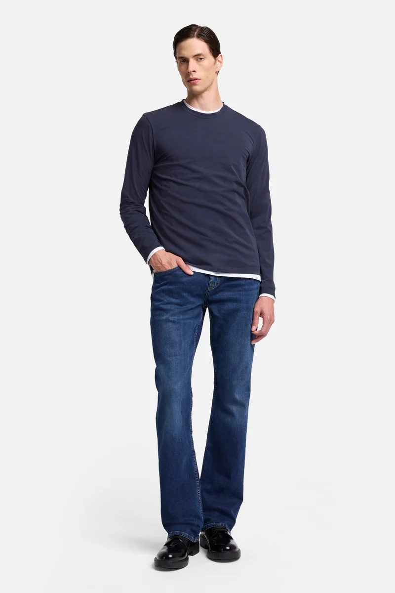 Luxe Performance Long Sleeve Tee in Navy