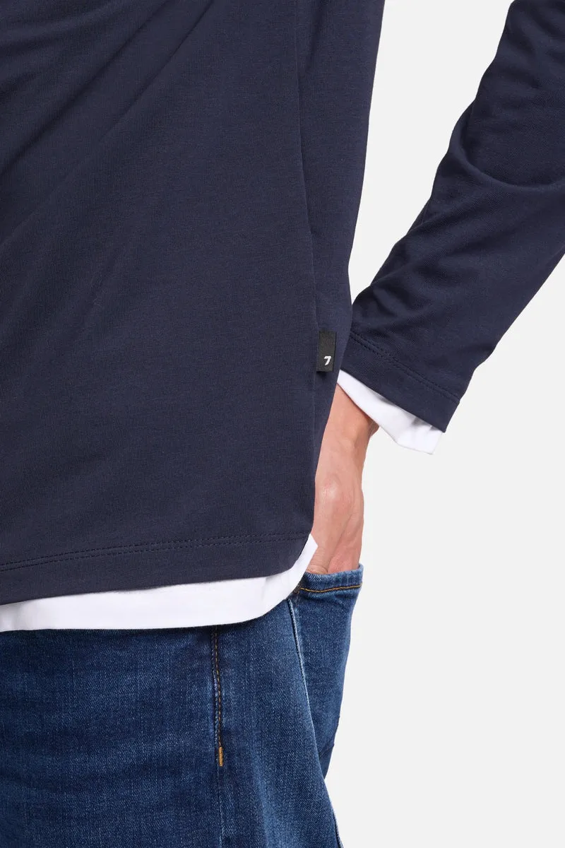 Luxe Performance Long Sleeve Tee in Navy