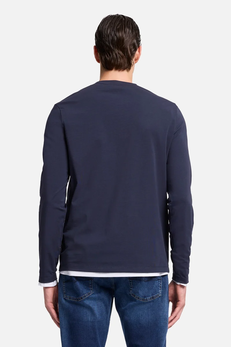 Luxe Performance Long Sleeve Tee in Navy