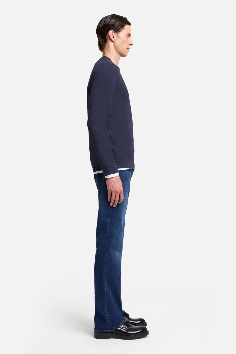 Luxe Performance Long Sleeve Tee in Navy