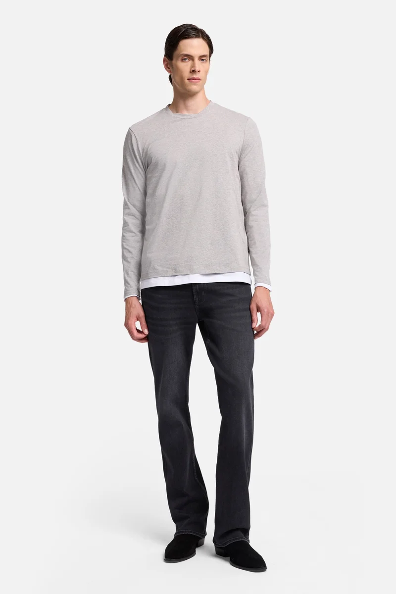 Luxe Performance Long Sleeve Tee in Grey Melange