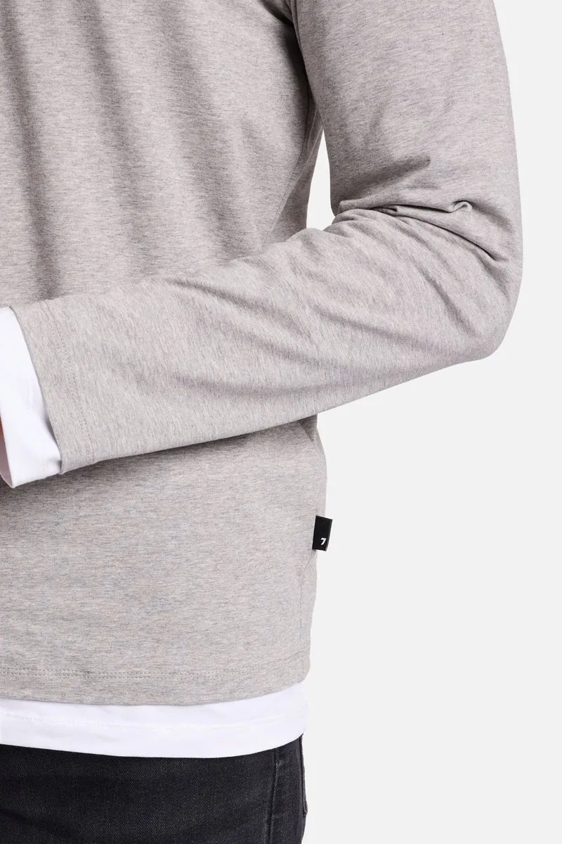 Luxe Performance Long Sleeve Tee in Grey Melange