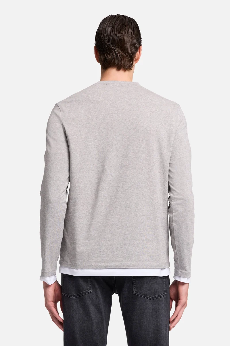 Luxe Performance Long Sleeve Tee in Grey Melange