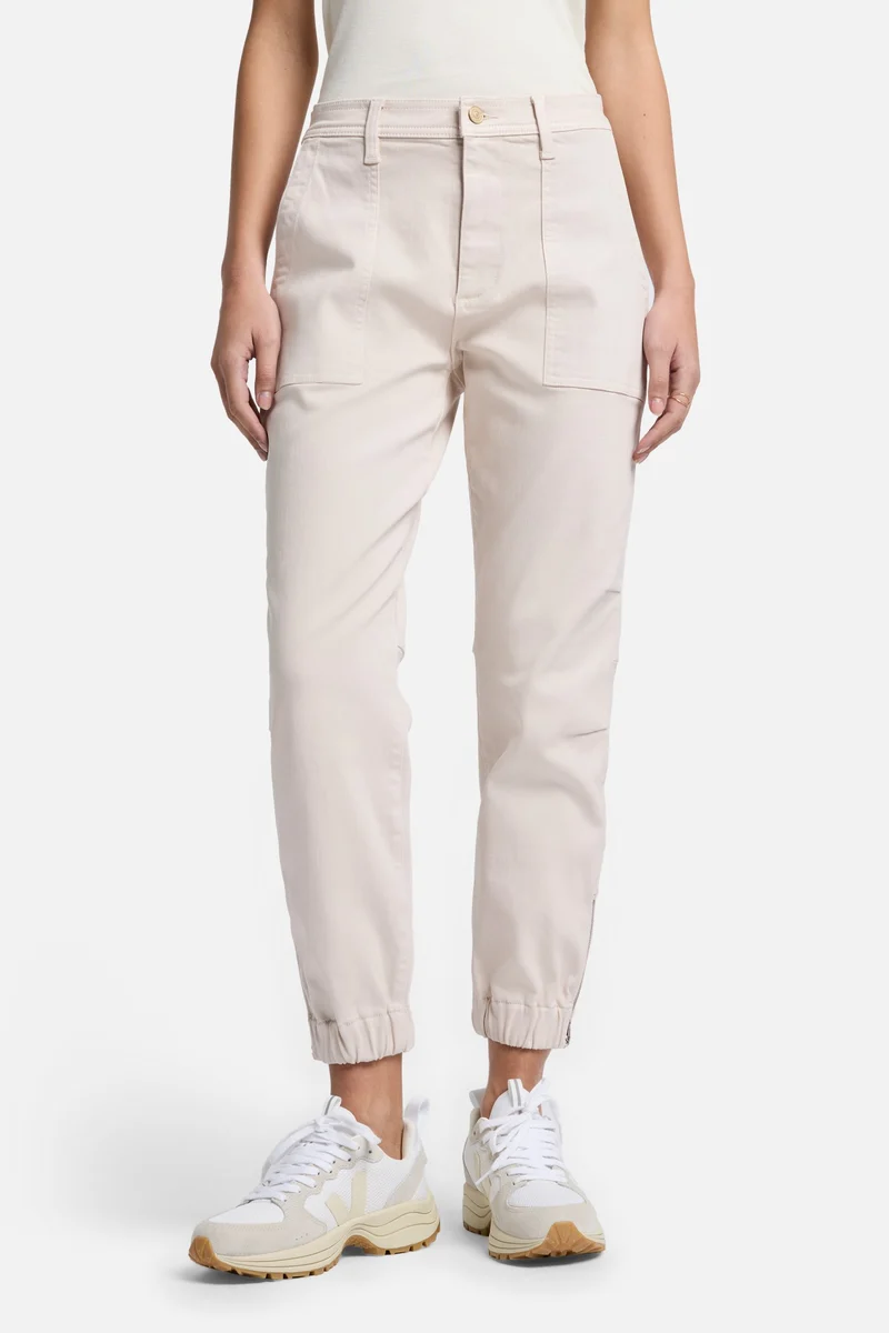 Darted Boyfriend Jogger in Coated Vintage White