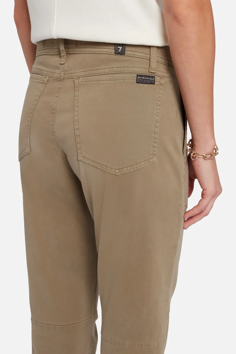 Darted Boyfriend Jogger in Sateen Army